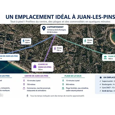 Apartman Oree Du Cap 2 Pieces Climatise Classe 52 M2 Terrasse 20M2 Plages Piscine Antibes Avec Parking Privatif Antibes